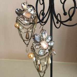 Statement drop earrings, 4 inches